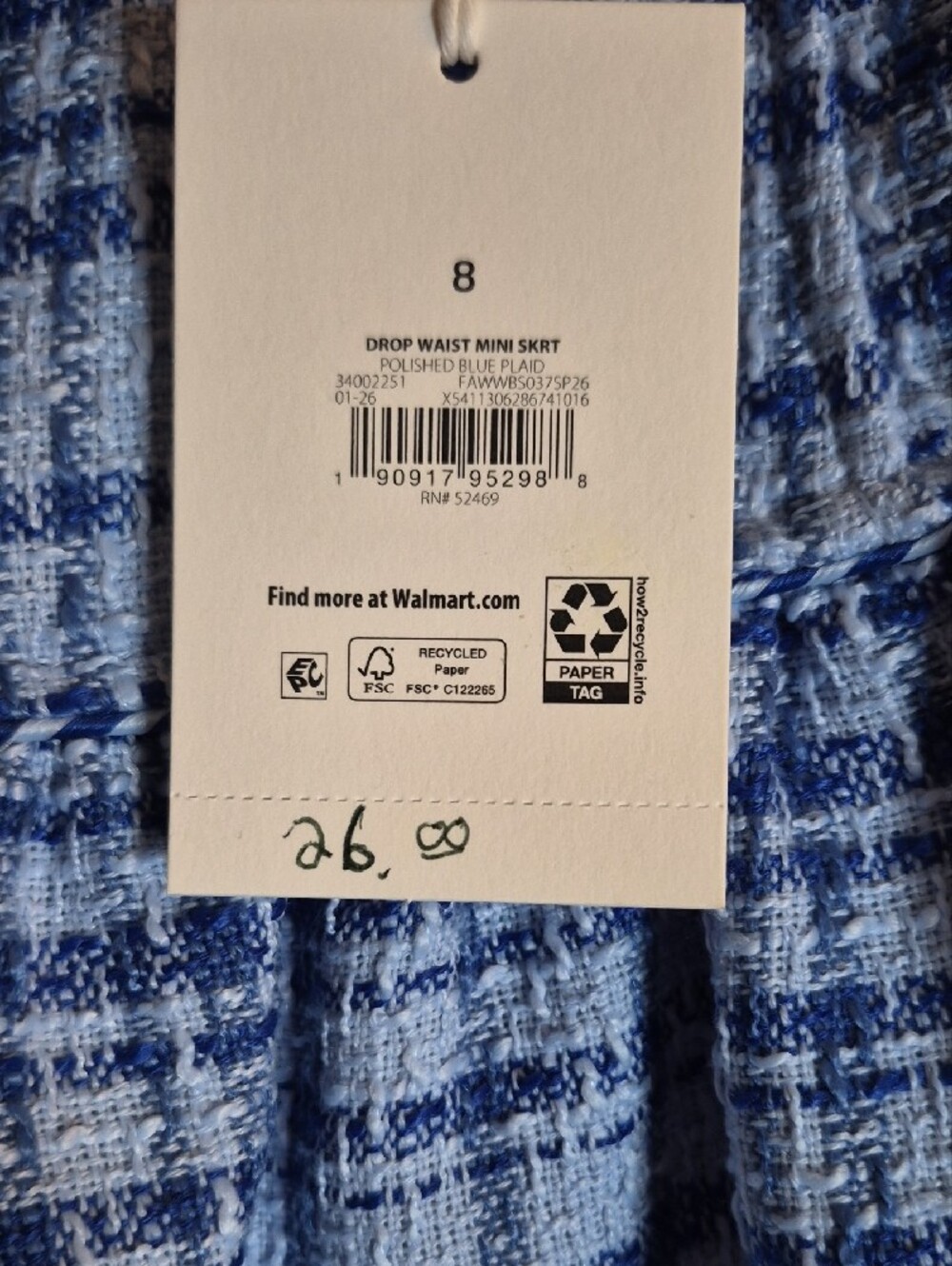 Free Assembly Blue Plaid Tweed Mini Skirt with Gold Buttons - Picture 3 of 5